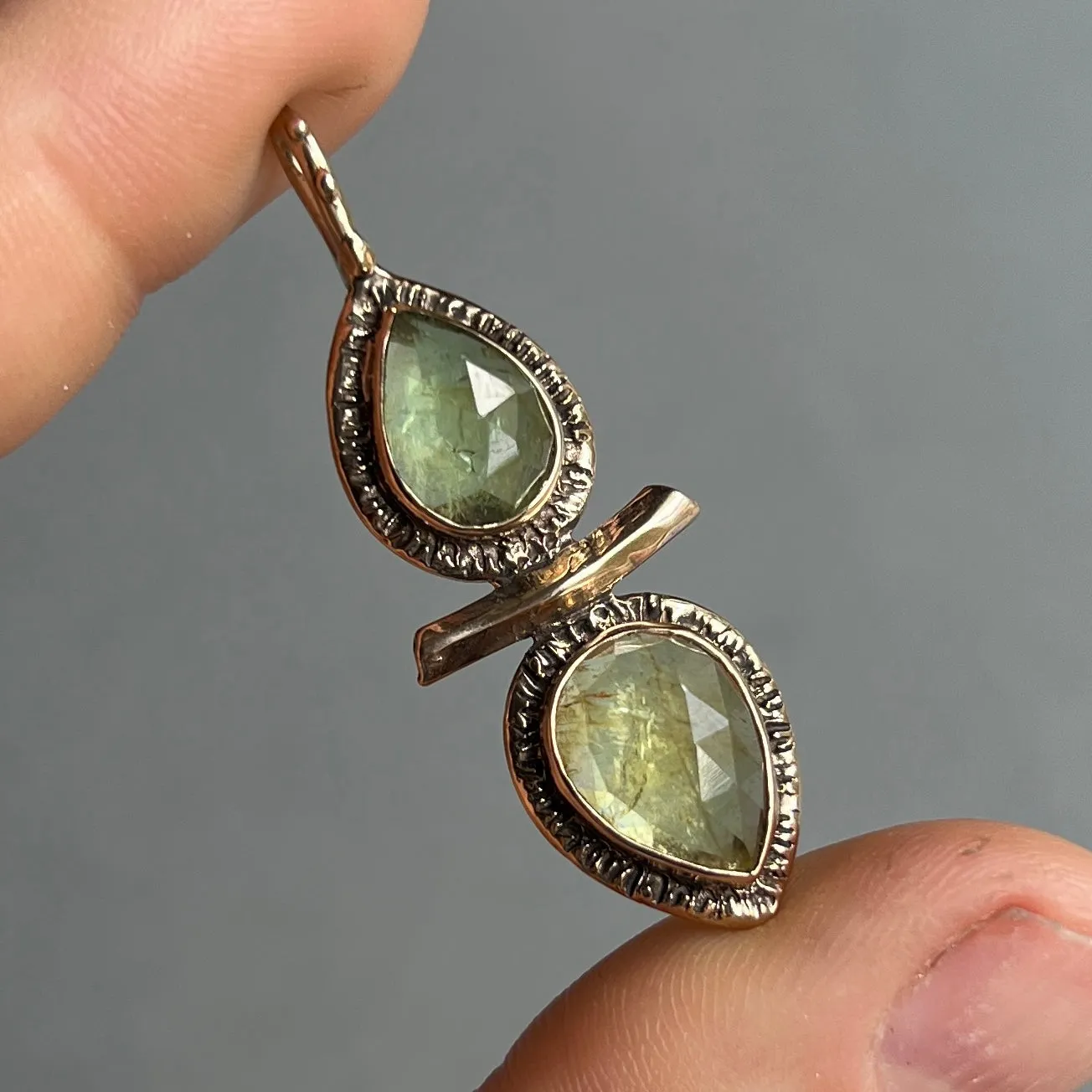 Yellow Aquamarine Bronze Pendant