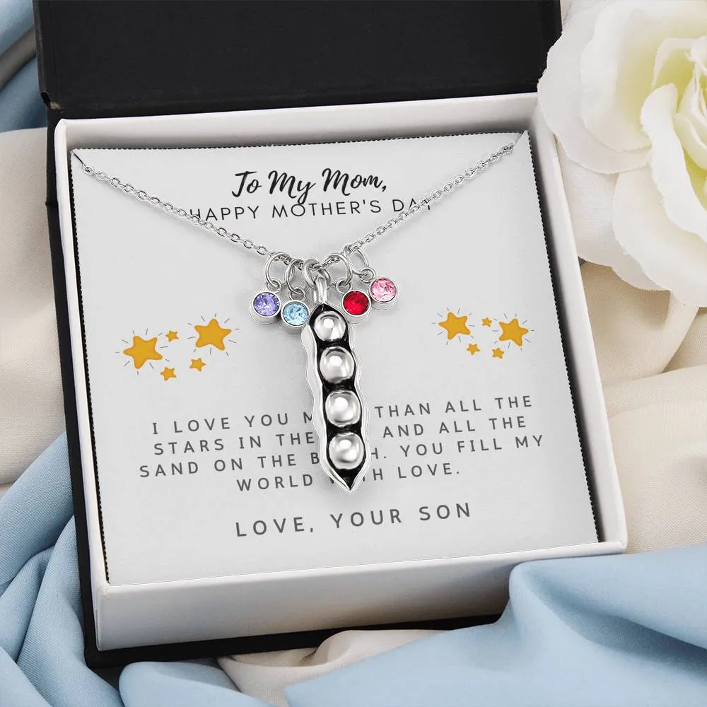 You fill my world with love-Pea pod Necklace for Mom, From Son