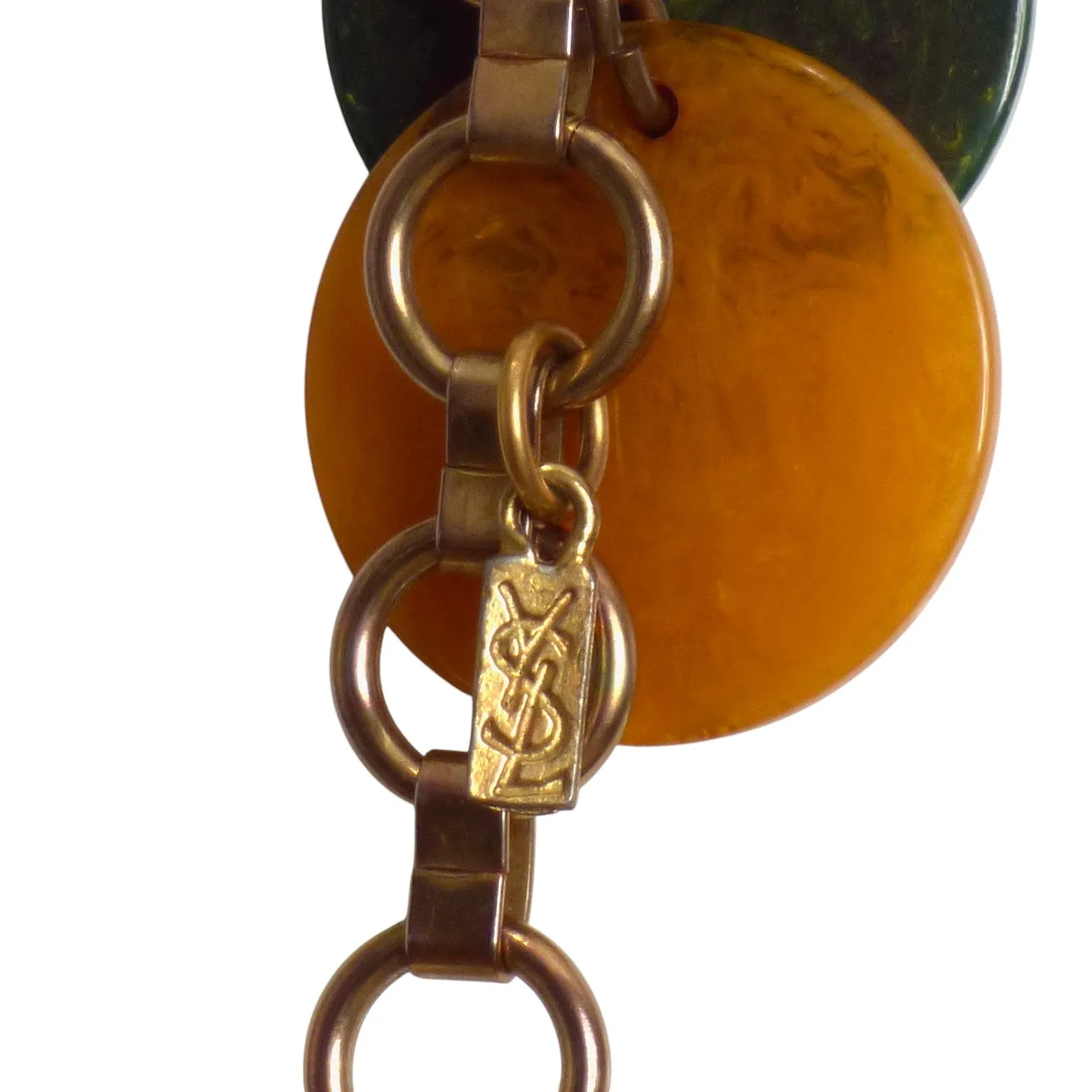 YVES SAINT LAURENT- 1970s Lucite Charm Chain Belt