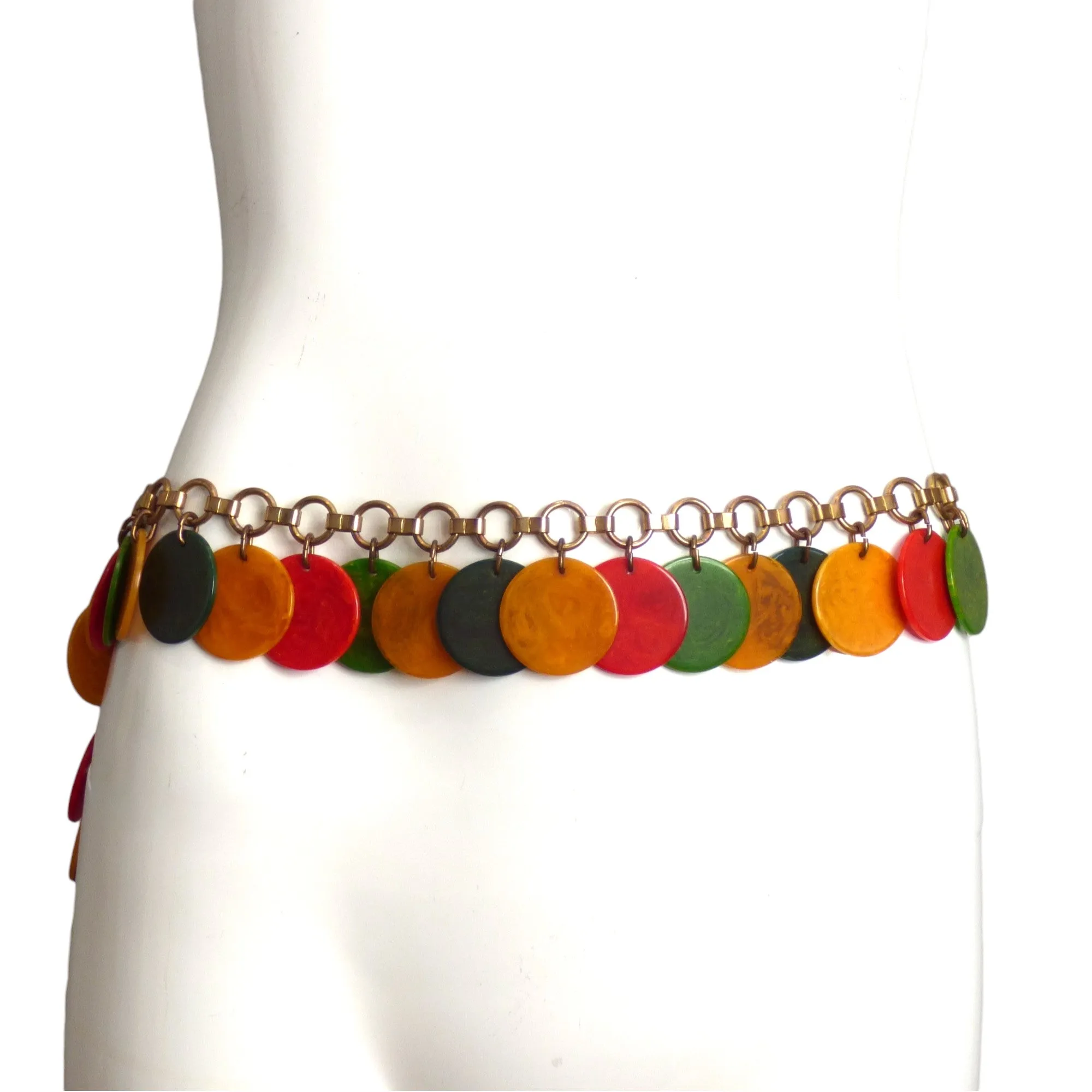 YVES SAINT LAURENT- 1970s Lucite Charm Chain Belt
