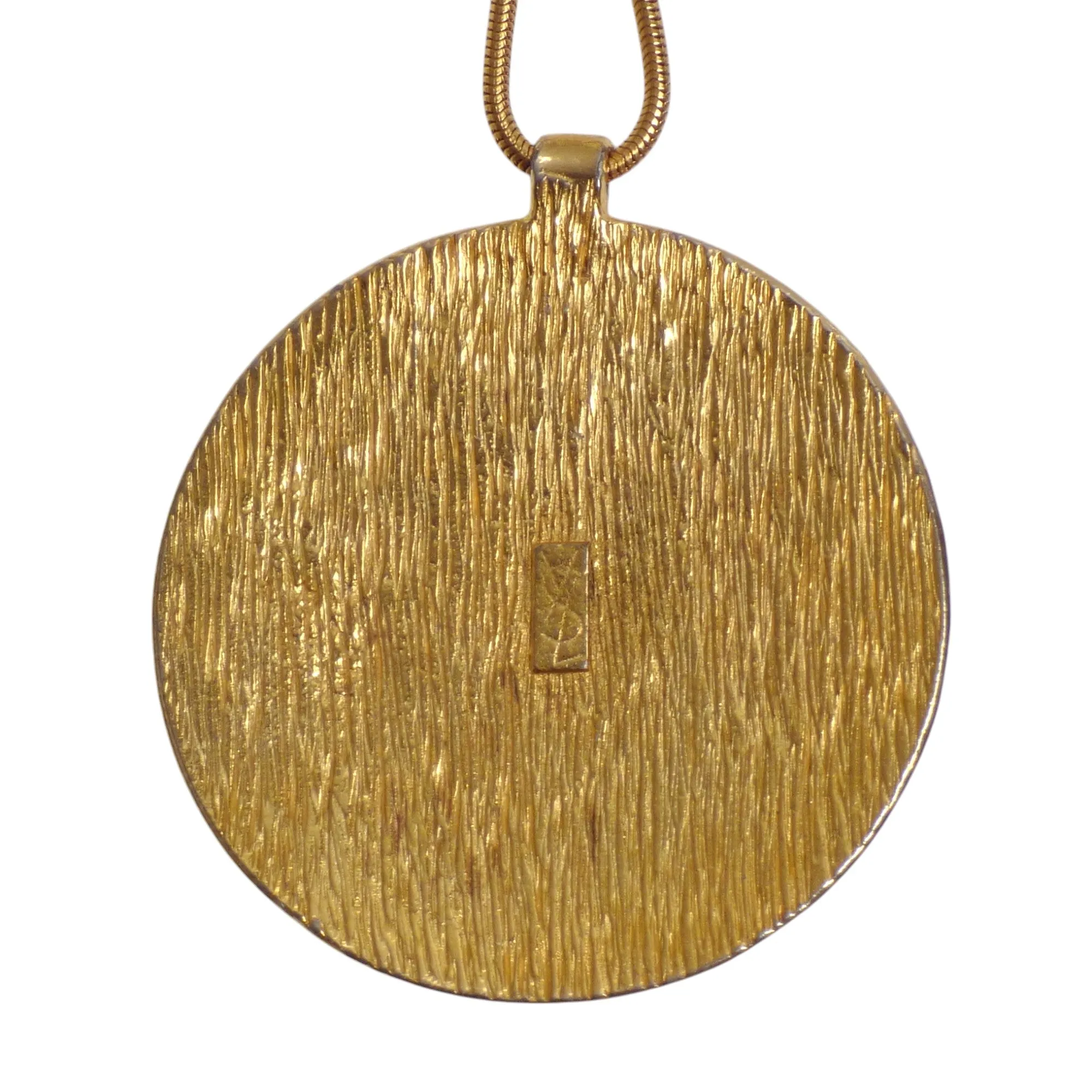 YVES SAINT LAURENT- 1970s Spiral Metal Medallion Pendant Necklace