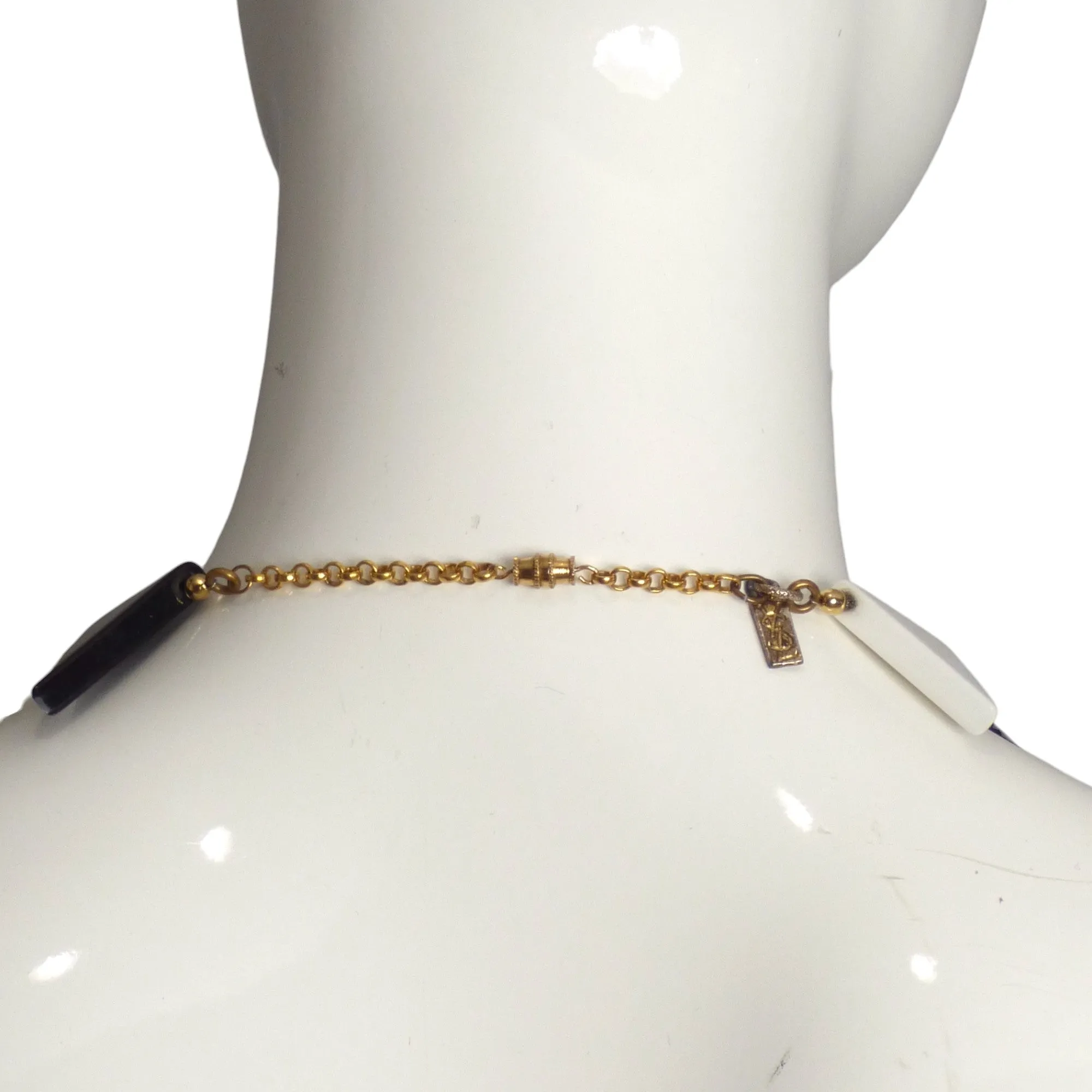 YVES SAINT LAURENT- 1970s Triangle & Diamond Lucite Charm Necklace