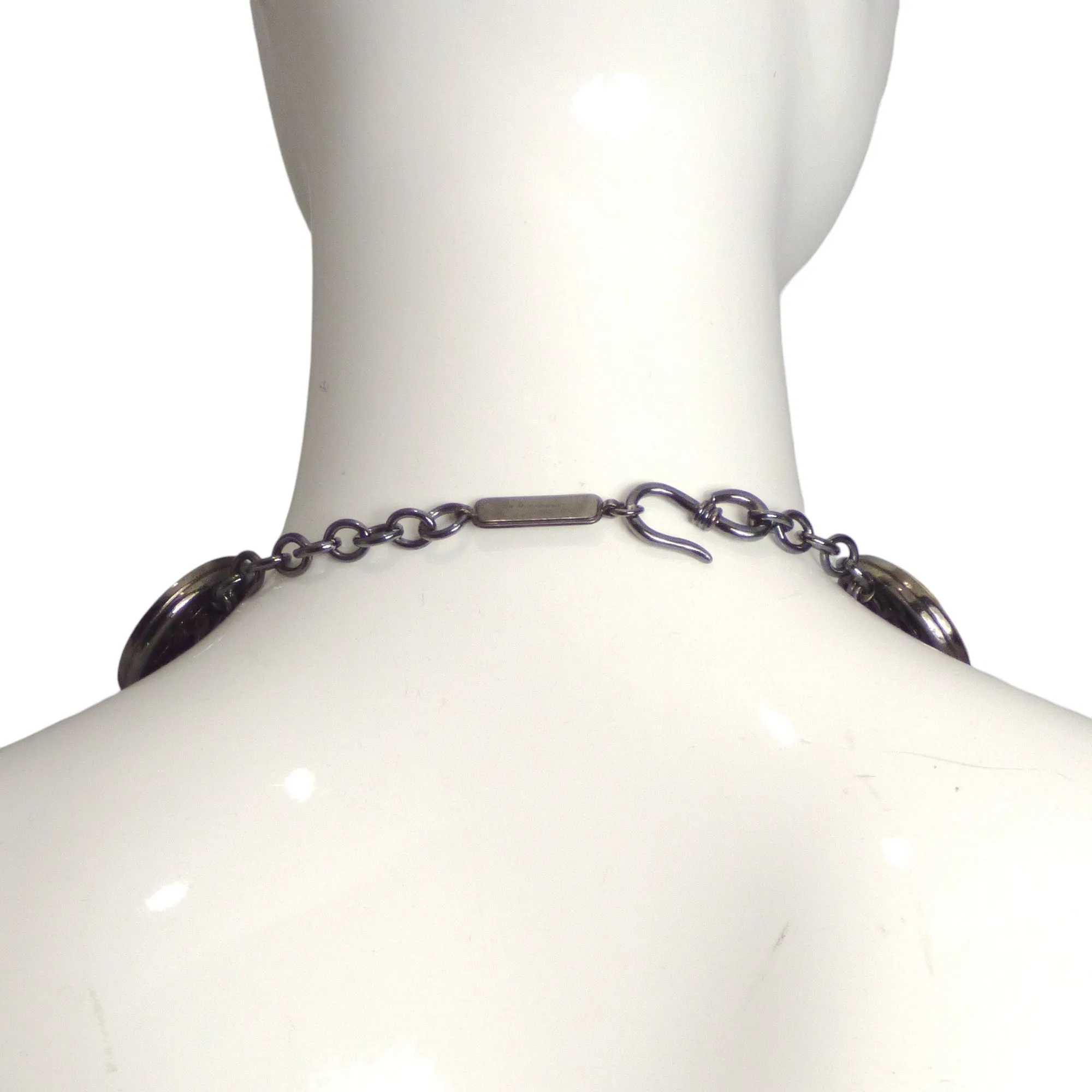 YVES SAINT LAURENT- 1986 Numbered Organic Gold tone Metal Necklace & Earrings