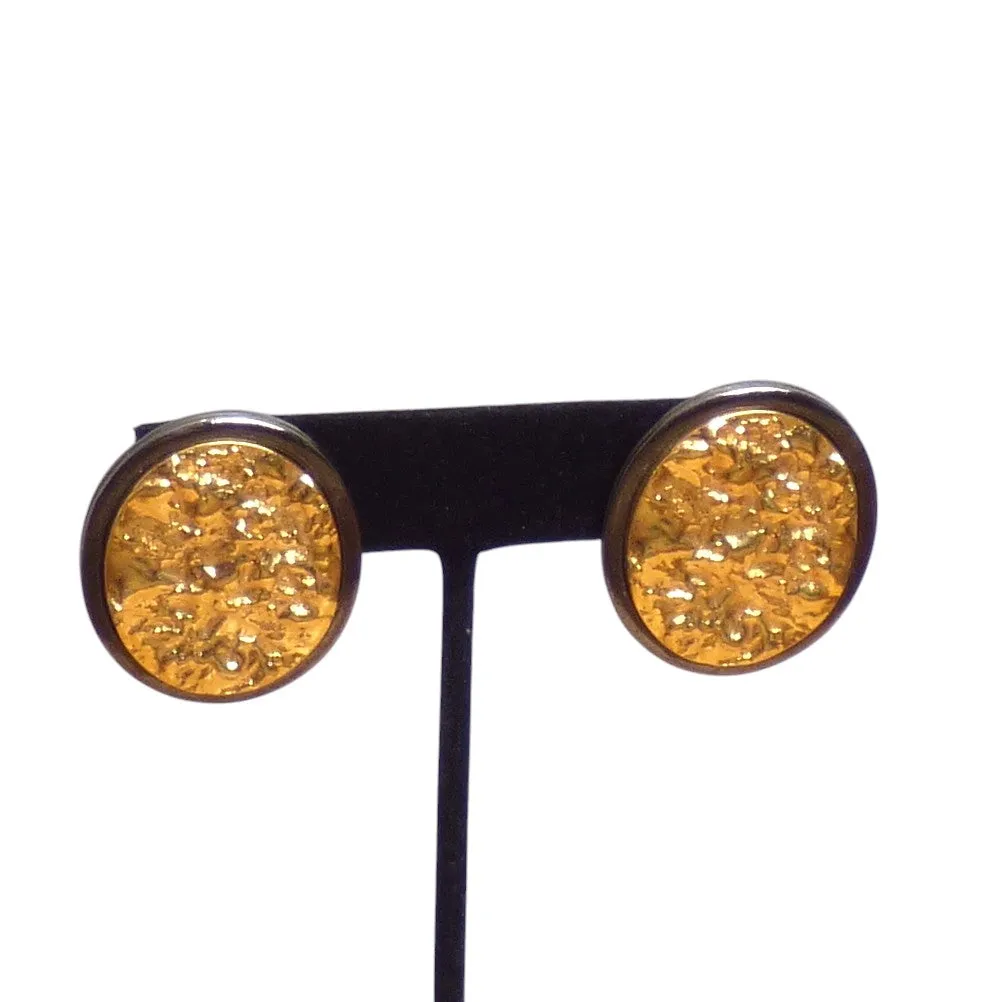 YVES SAINT LAURENT- 1986 Numbered Organic Gold tone Metal Necklace & Earrings