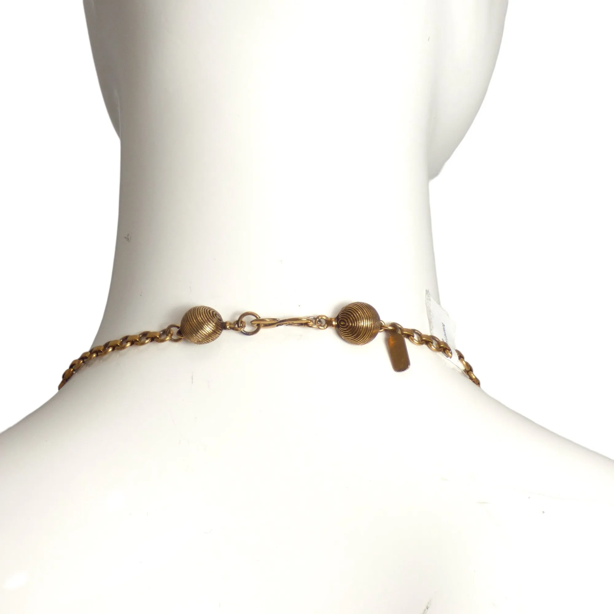 YVES SAINT LAURENT- Gold Tone Metal Charm Necklace